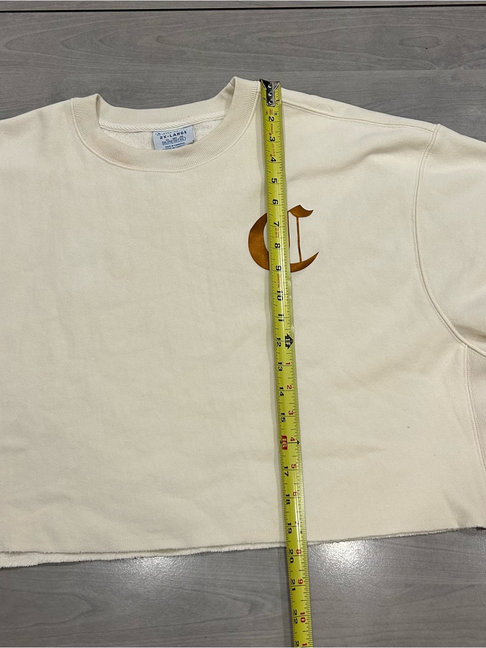 Champion Reverse Weave Oversized Cropped Crewneck Sweatshirt 2XL Cream - Picture 5 of 9